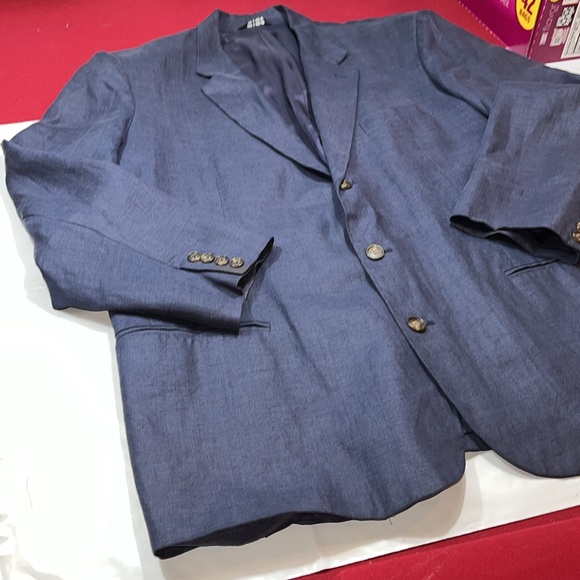 Gap BLUE LINEN BLAZER MENS XL lined button up 112533-97-1 JACKET summer vintage - Picture 4 of 16